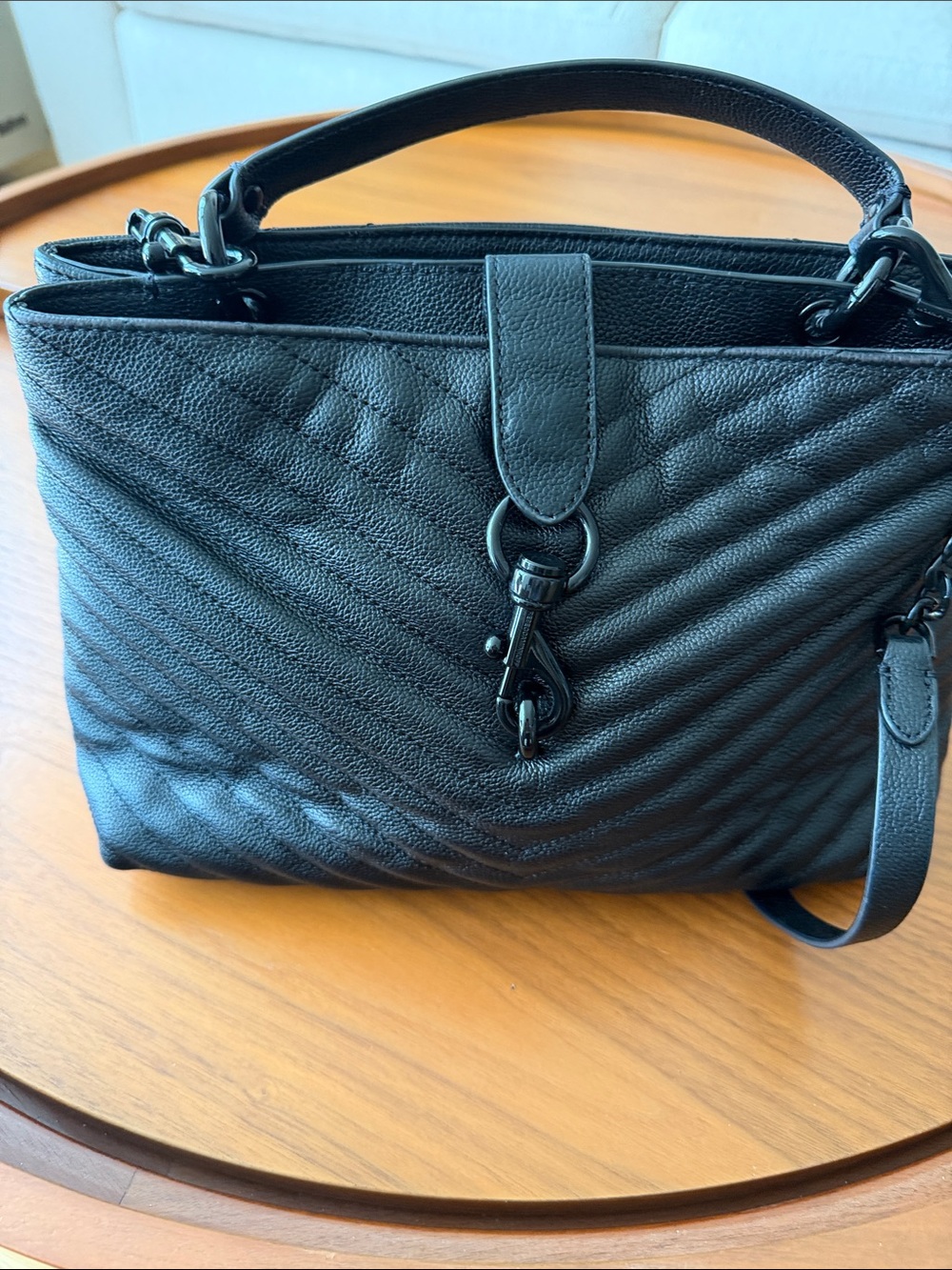 Rebecca Minkoff Black Quilted Leather Satchel with Top Handle